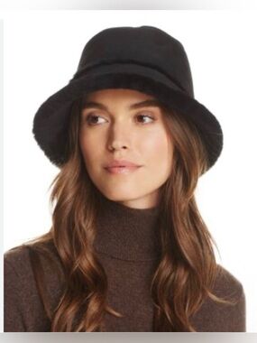 UGG Black Faux-Fur Bucket Hat